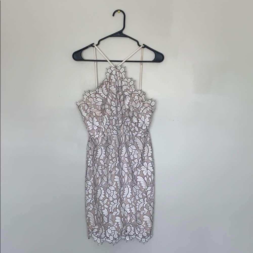 Delicate Darling Beige & Ivory Lace Bodycon Dress